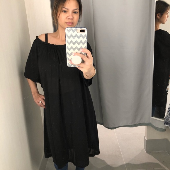 🔴SALES🔴H&M | black off the shoulder cotton dress - Picture 4 of 5
